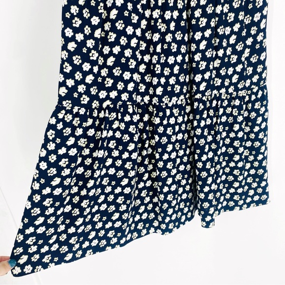 J. Crew Navy Blurred Floral Tiered Mini Dress Size 0 - Picture 7 of 12
